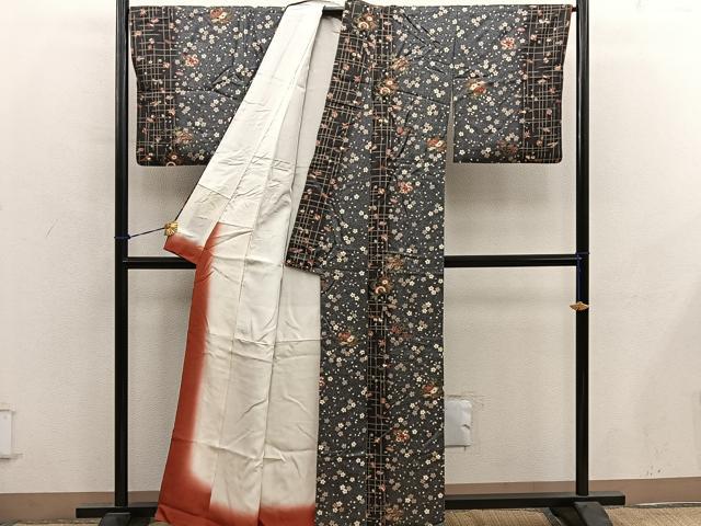 平和屋着物■上質な小紋 舞桜花文 金彩 正絹 逸品 BAAY0902mz