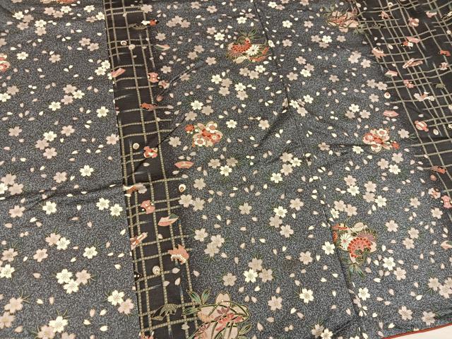 平和屋着物■上質な小紋 舞桜花文 金彩 正絹 逸品 BAAY0902mz