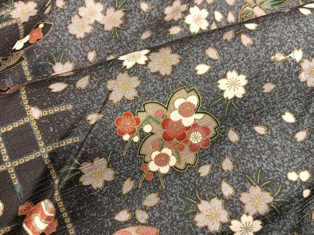 平和屋着物■上質な小紋 舞桜花文 金彩 正絹 逸品 BAAY0902mz