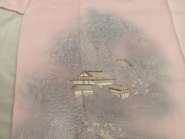 平和屋着物■訪問着 風景花文 暈し染め 正絹 逸品 BAAY0905mz