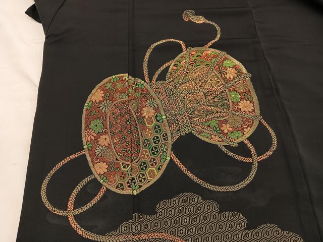 平和屋着物■豪華黒留袖 寿光織 鼓花文 金糸 正絹 逸品 BAAY0909mz