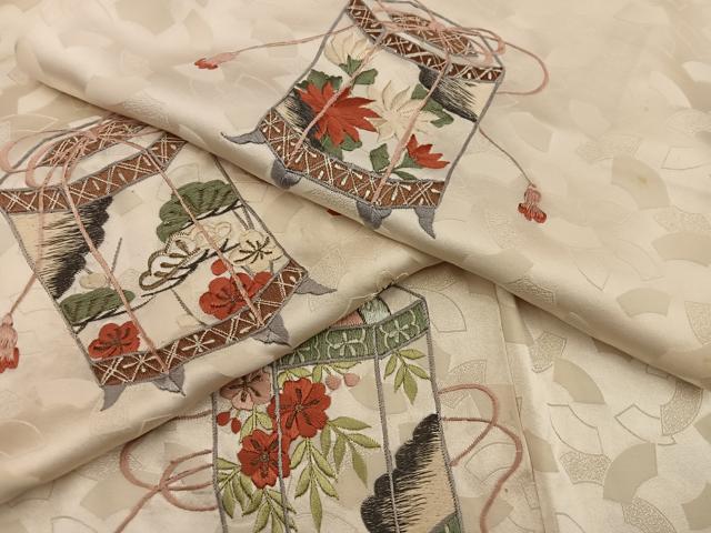 平和屋着物■訪問着 総刺繍 貝桶花文 正絹 逸品 BAAY0910mz