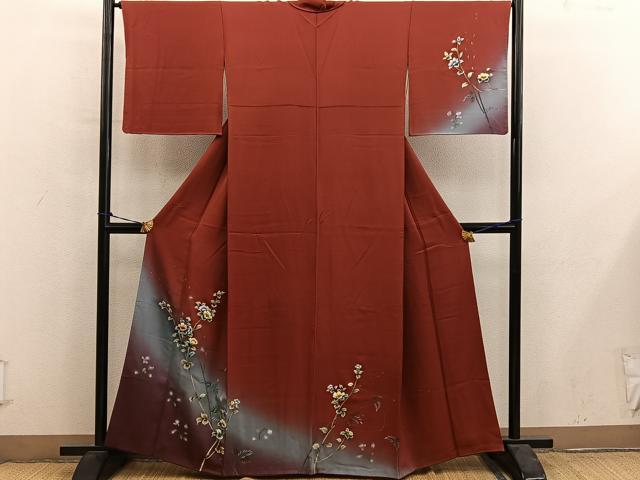 平和屋着物■訪問着 刺繍 枝花文 暈し染め 正絹 逸品 BAAY0911mz