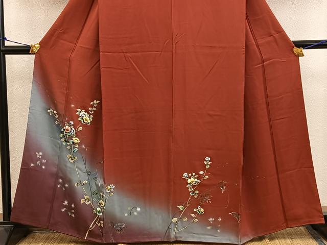 平和屋着物■訪問着 刺繍 枝花文 暈し染め 正絹 逸品 BAAY0911mz