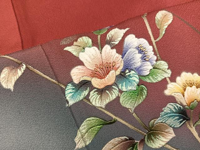 平和屋着物■訪問着 刺繍 枝花文 暈し染め 正絹 逸品 BAAY0911mz