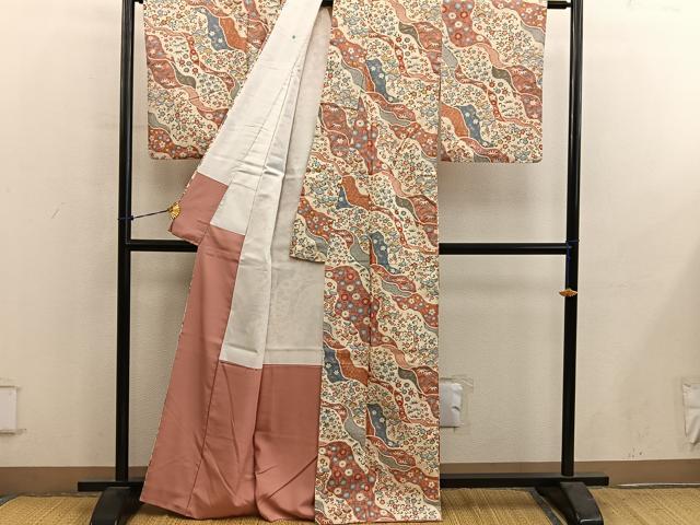 平和屋着物■上質な小紋 紬地 梅花文 正絹 逸品 BAAY0915mz