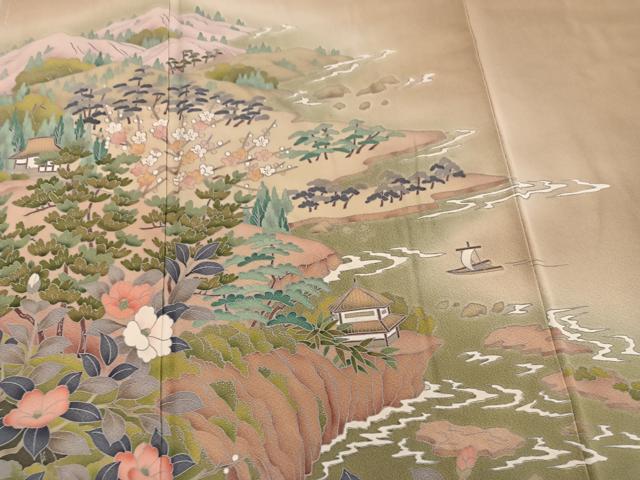 平和屋着物■色留訪問着 友禅 作家物 風景文 暈し染め 正絹 逸品 BAAY0918mz