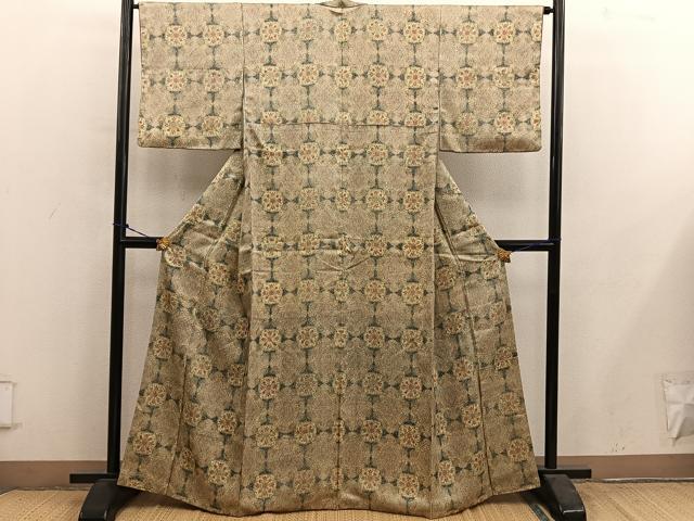 平和屋着物■上質な小紋 草花文 正絹 逸品 BAAY0922mz