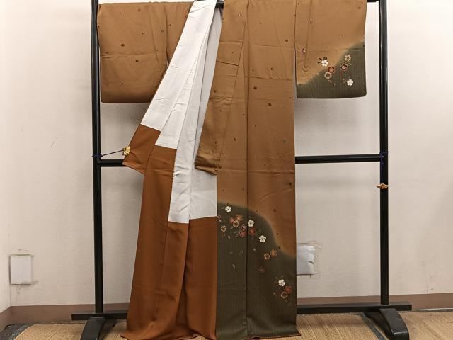 平和屋着物■訪問着 草花文 暈し染め 金彩 正絹 逸品 BAAY0924mz