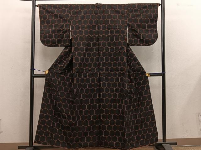 平和屋着物■上質な紬 亀甲文 正絹 逸品 BAAY0933mz