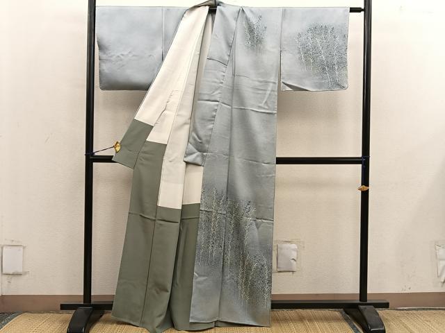 平和屋着物■訪問着 草葉文 暈し染め 正絹 逸品 BAAY0934mz