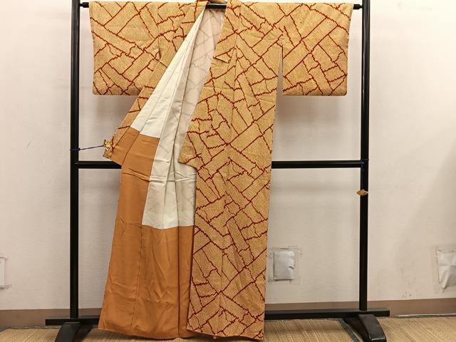 平和屋着物■上質な小紋 総絞り 竹 正絹 逸品 BAAY0939mz