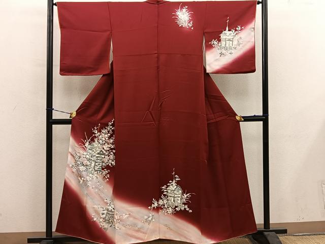 平和屋着物■訪問着 鉾花文 暈し染め 金銀彩 正絹 逸品 BAAY0942mz