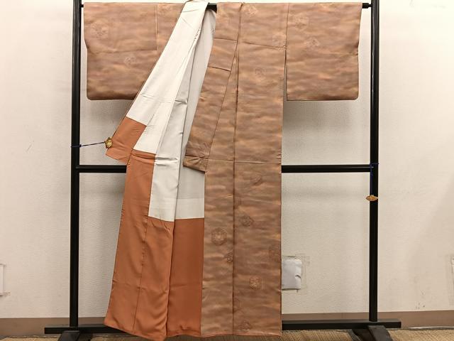 平和屋着物■上質な小紋 亀甲花地紋 暈し染め 正絹 逸品 BAAY0946mz