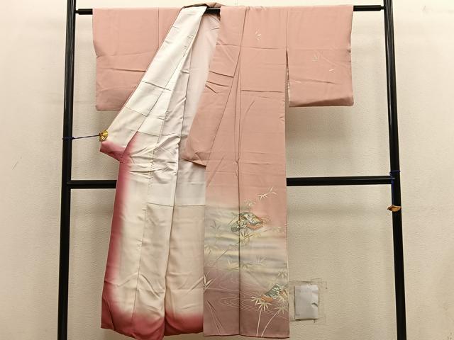 平和屋着物■訪問着 文箱花文 暈し染め 金彩 正絹 逸品 BAAY0948mz