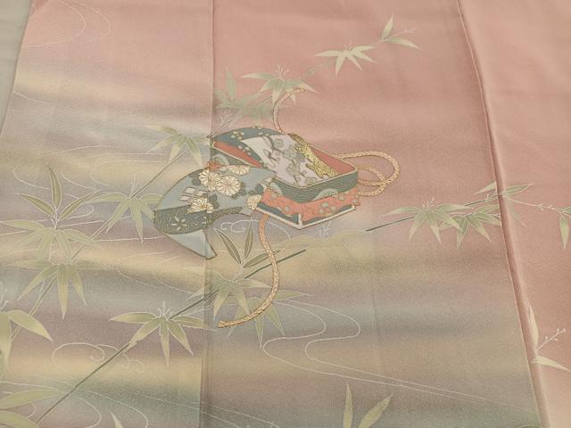 平和屋着物■訪問着 文箱花文 暈し染め 金彩 正絹 逸品 BAAY0948mz
