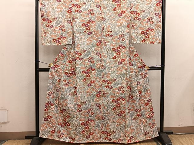 平和屋着物■上質な小紋 椿花文 正絹 逸品 BAAY0949mz