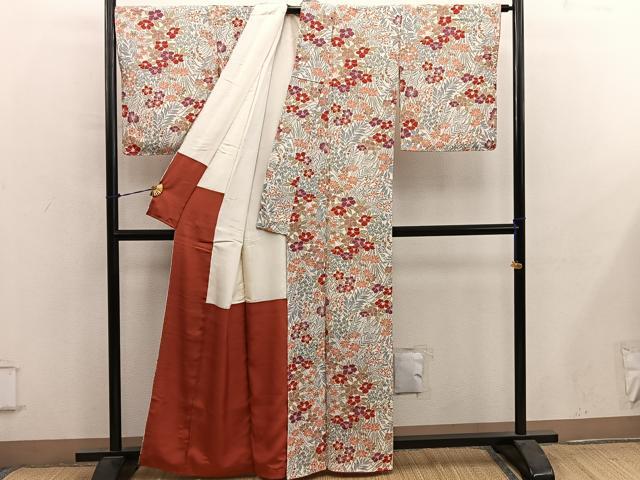 平和屋着物■上質な小紋 椿花文 正絹 逸品 BAAY0949mz