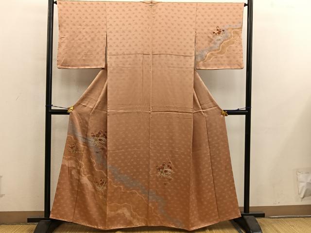 平和屋着物■訪問着 刺繍 流水花文 金彩 正絹 逸品 BAAY0950mz