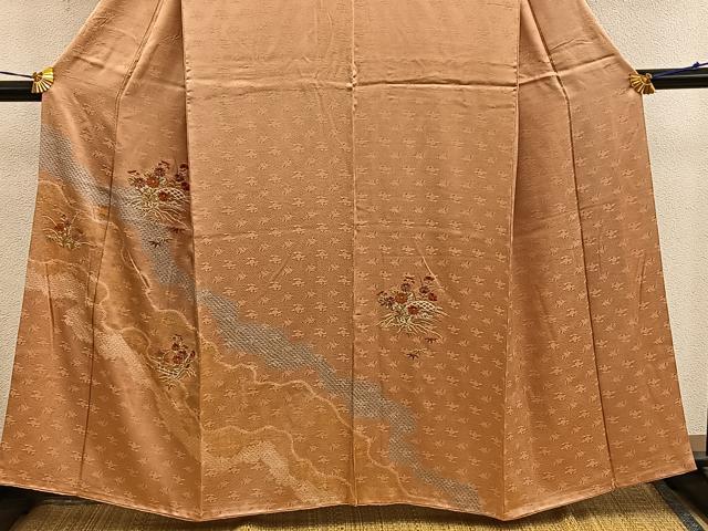 平和屋着物■訪問着 刺繍 流水花文 金彩 正絹 逸品 BAAY0950mz