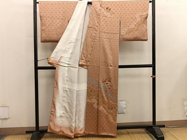 平和屋着物■訪問着 刺繍 流水花文 金彩 正絹 逸品 BAAY0950mz
