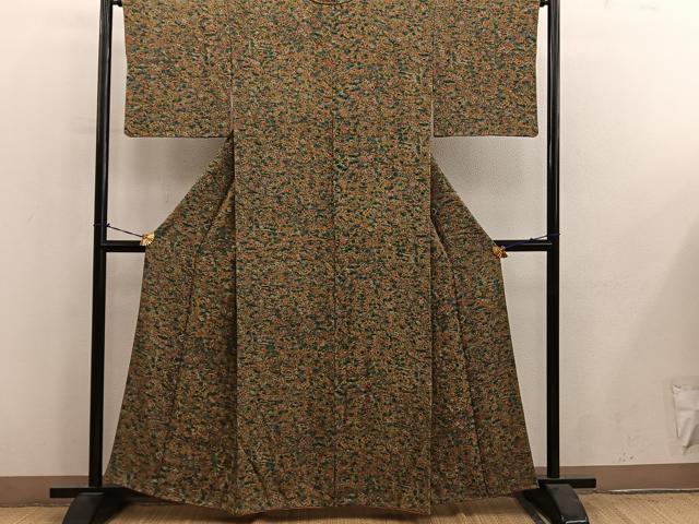 平和屋着物■上質な小紋 梅花文 鬼しぼ縮緬 正絹 逸品 BAAY0954mz