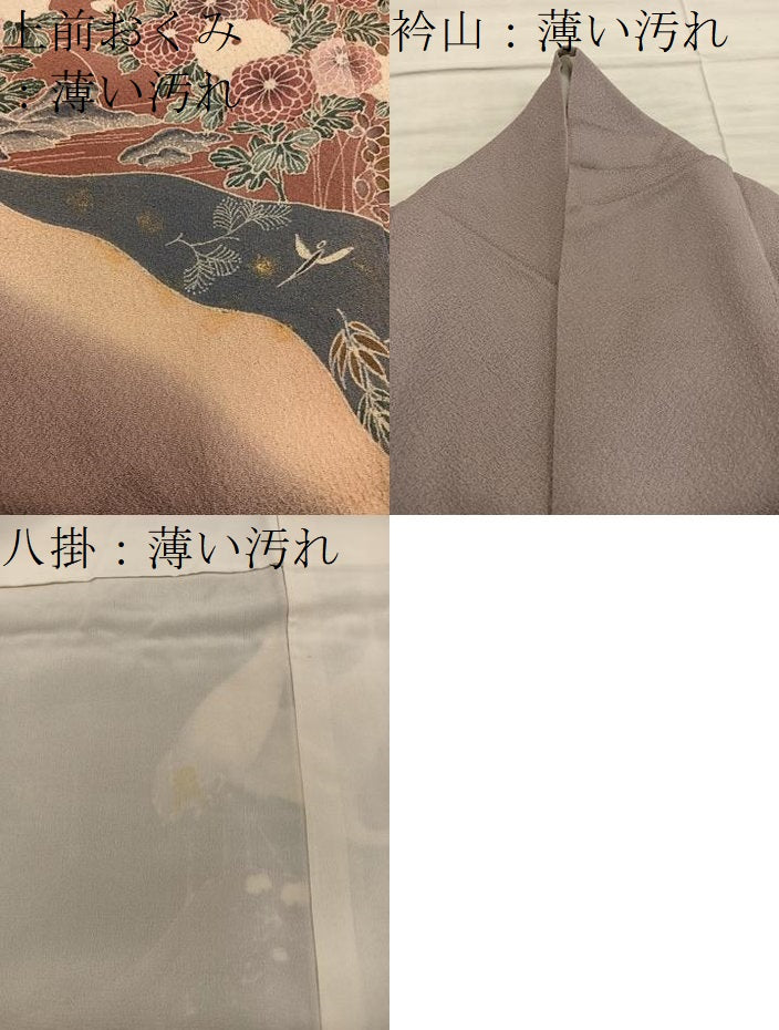 平和屋着物■訪問着 群鶴花文 暈し染め 金彩 正絹 逸品 BAAY0957mz
