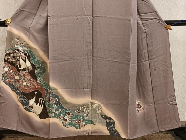 平和屋着物■訪問着 群鶴花文 暈し染め 金彩 正絹 逸品 BAAY0957mz