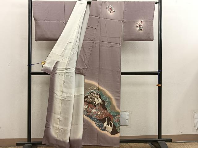 平和屋着物■訪問着 群鶴花文 暈し染め 金彩 正絹 逸品 BAAY0957mz