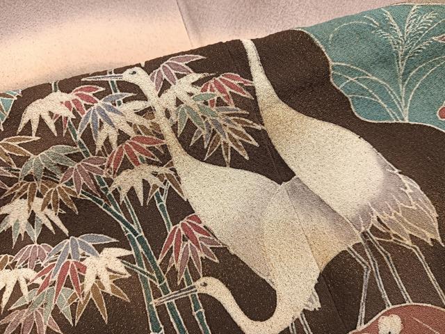 平和屋着物■訪問着 群鶴花文 暈し染め 金彩 正絹 逸品 BAAY0957mz