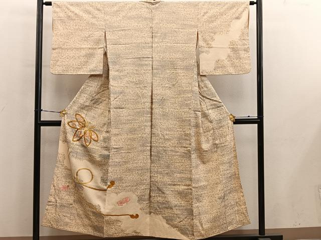 平和屋着物■訪問着 駒刺繍 結び紐花文 正絹 逸品 BAAY0959mz