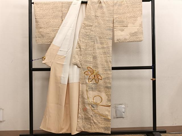 平和屋着物■訪問着 駒刺繍 結び紐花文 正絹 逸品 BAAY0959mz