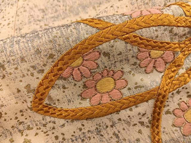 平和屋着物■訪問着 駒刺繍 結び紐花文 正絹 逸品 BAAY0959mz