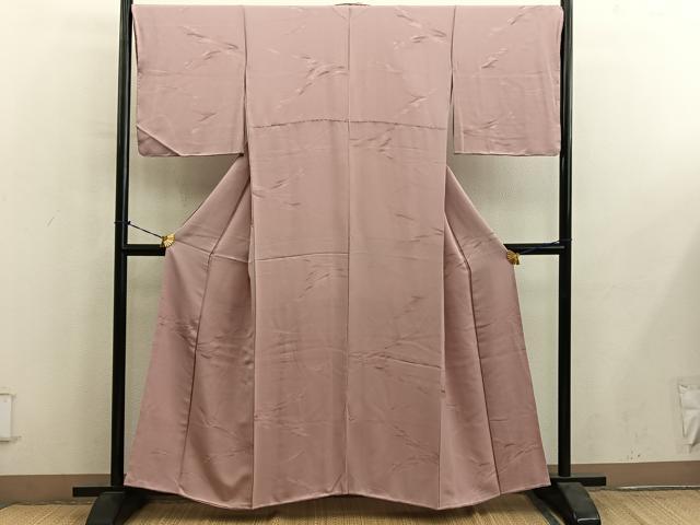 平和屋着物■上質な色無地 草葉地紋 宍色 正絹 逸品 未使用 BAAY0960mz