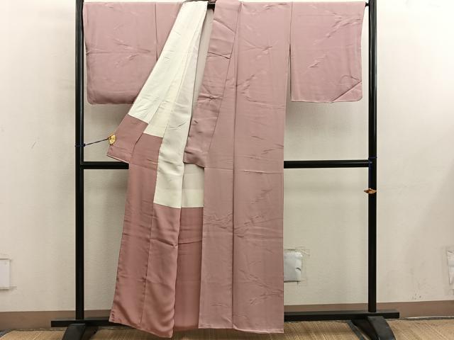 平和屋着物■上質な色無地 草葉地紋 宍色 正絹 逸品 未使用 BAAY0960mz