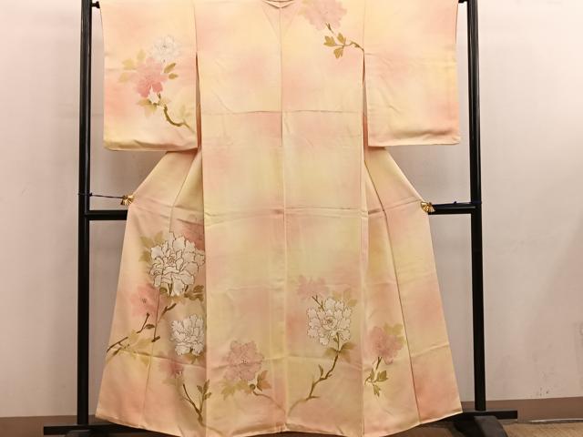平和屋着物■訪問着 駒刺繍 枝花文 暈し染め 金彩 正絹 逸品 BAAY0963mz