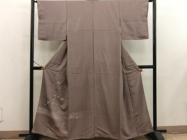 平和屋着物■色留訪問着 総刺繍 草葉文 正絹 逸品 BAAY0967mz