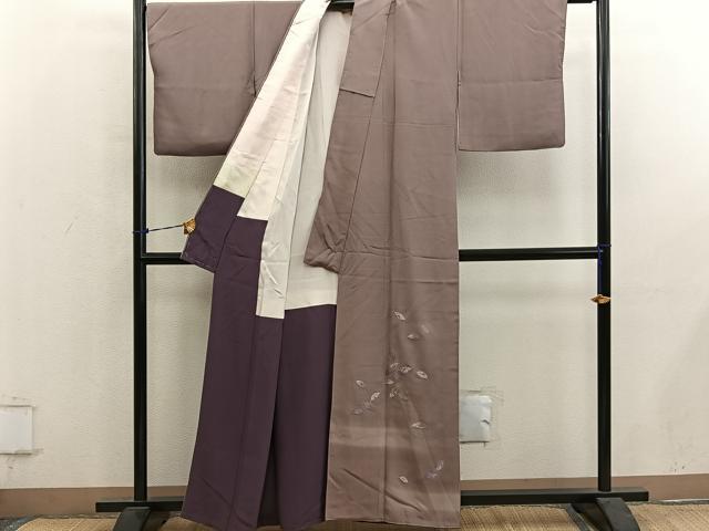 平和屋着物■色留訪問着 総刺繍 草葉文 正絹 逸品 BAAY0967mz