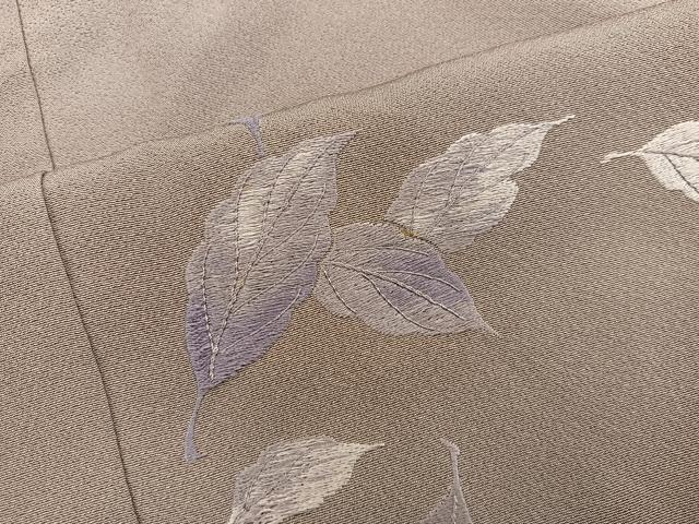 平和屋着物■色留訪問着 総刺繍 草葉文 正絹 逸品 BAAY0967mz