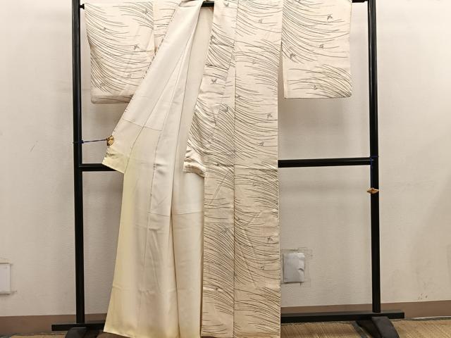 平和屋着物■上質な小紋 舞蝶文 正絹 逸品 BAAY0969mz