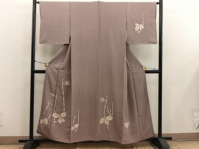 平和屋着物■訪問着 草葉文 ろうけつ染め 正絹 逸品 BAAY0970mz