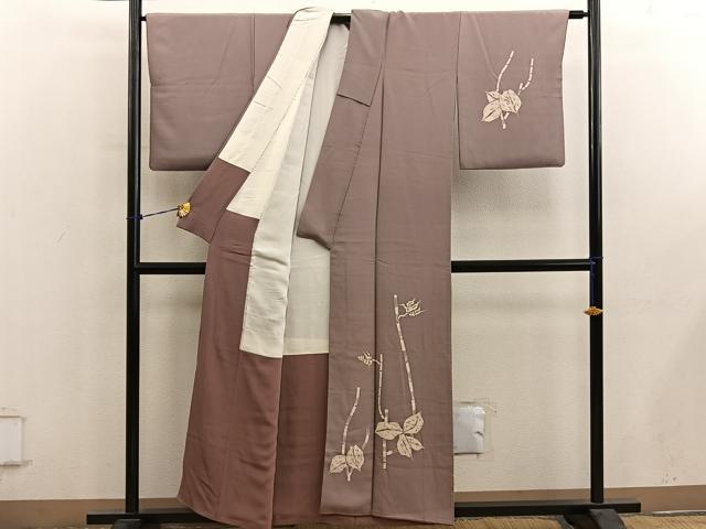 平和屋着物■訪問着 草葉文 ろうけつ染め 正絹 逸品 BAAY0970mz