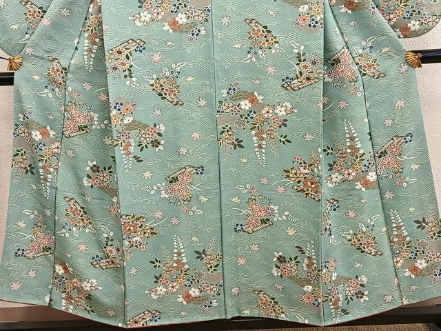 平和屋着物■小振袖 流水花文 金彩 正絹 逸品 BAAY0971mz