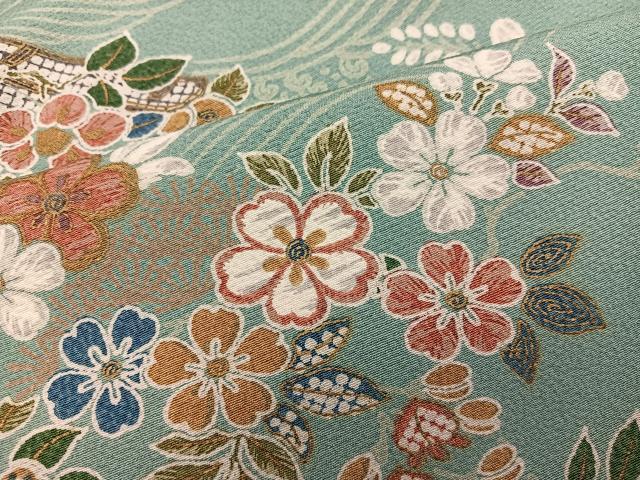 平和屋着物■小振袖 流水花文 金彩 正絹 逸品 BAAY0971mz