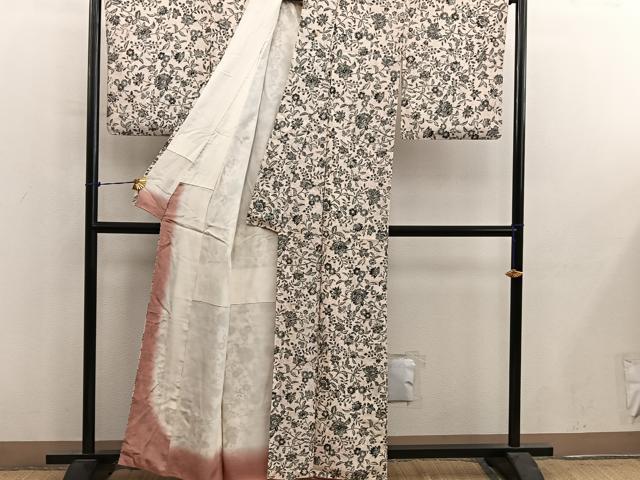 平和屋着物■上質な小紋 更紗花文 正絹 逸品 BAAY0974mz