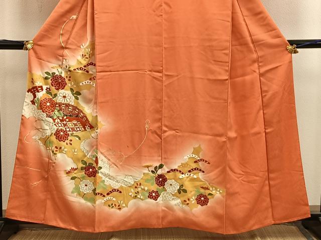 平和屋着物■訪問着 檜扇花文 暈し染め 金彩 正絹 逸品 BAAY0975mz