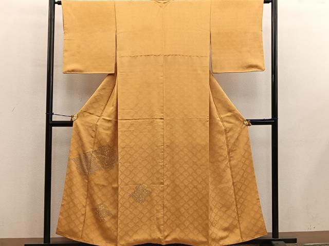 平和屋着物■訪問着 総刺繍 ドロンワーク 松皮菱花文 銀糸 正絹 逸品 BAAY0976mz