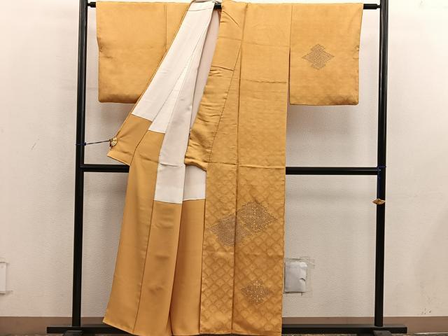平和屋着物■訪問着 総刺繍 ドロンワーク 松皮菱花文 銀糸 正絹 逸品 BAAY0976mz