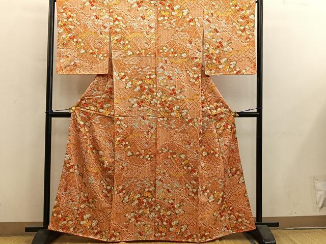 平和屋着物■上質な小紋 菊花文 金彩 正絹 逸品 BAAY0978mz