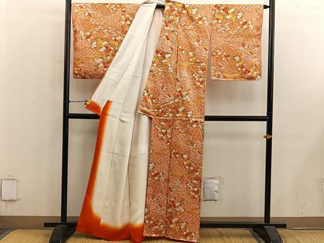平和屋着物■上質な小紋 菊花文 金彩 正絹 逸品 BAAY0978mz